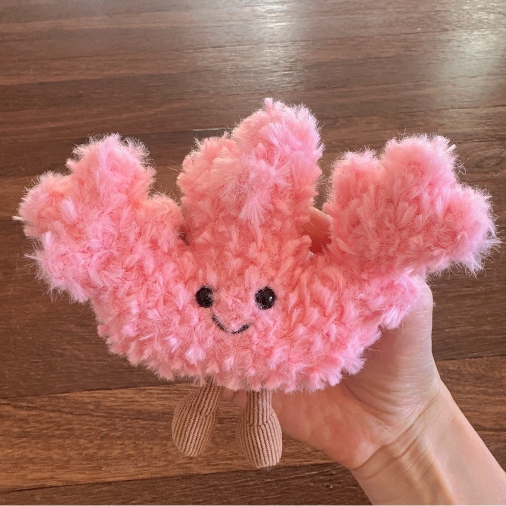 Cute Coral Plush Bag Charm Keychain Pendant Kawaii Coastal Ocean Gift